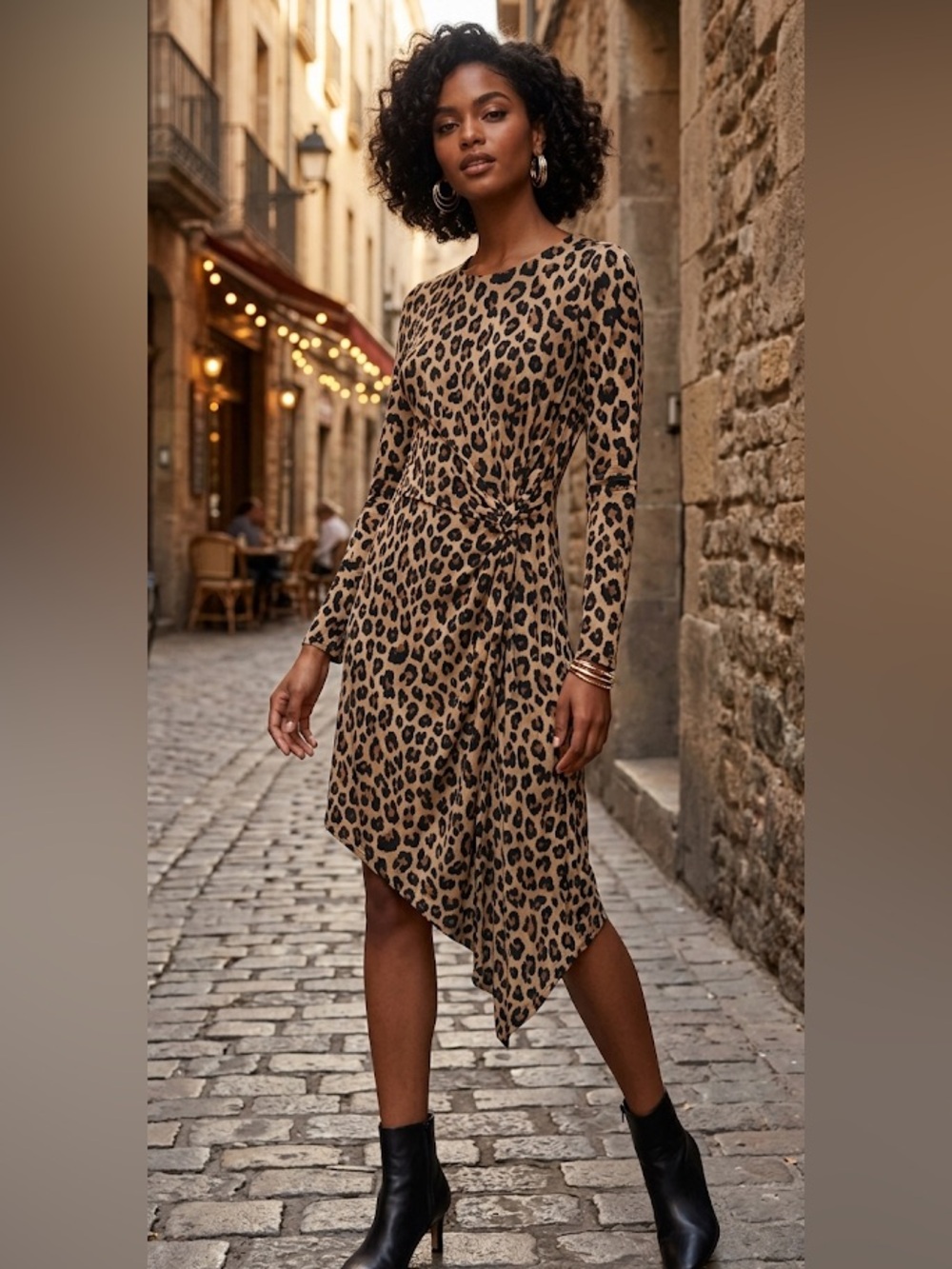Leopard Print Asymmetrical Dress